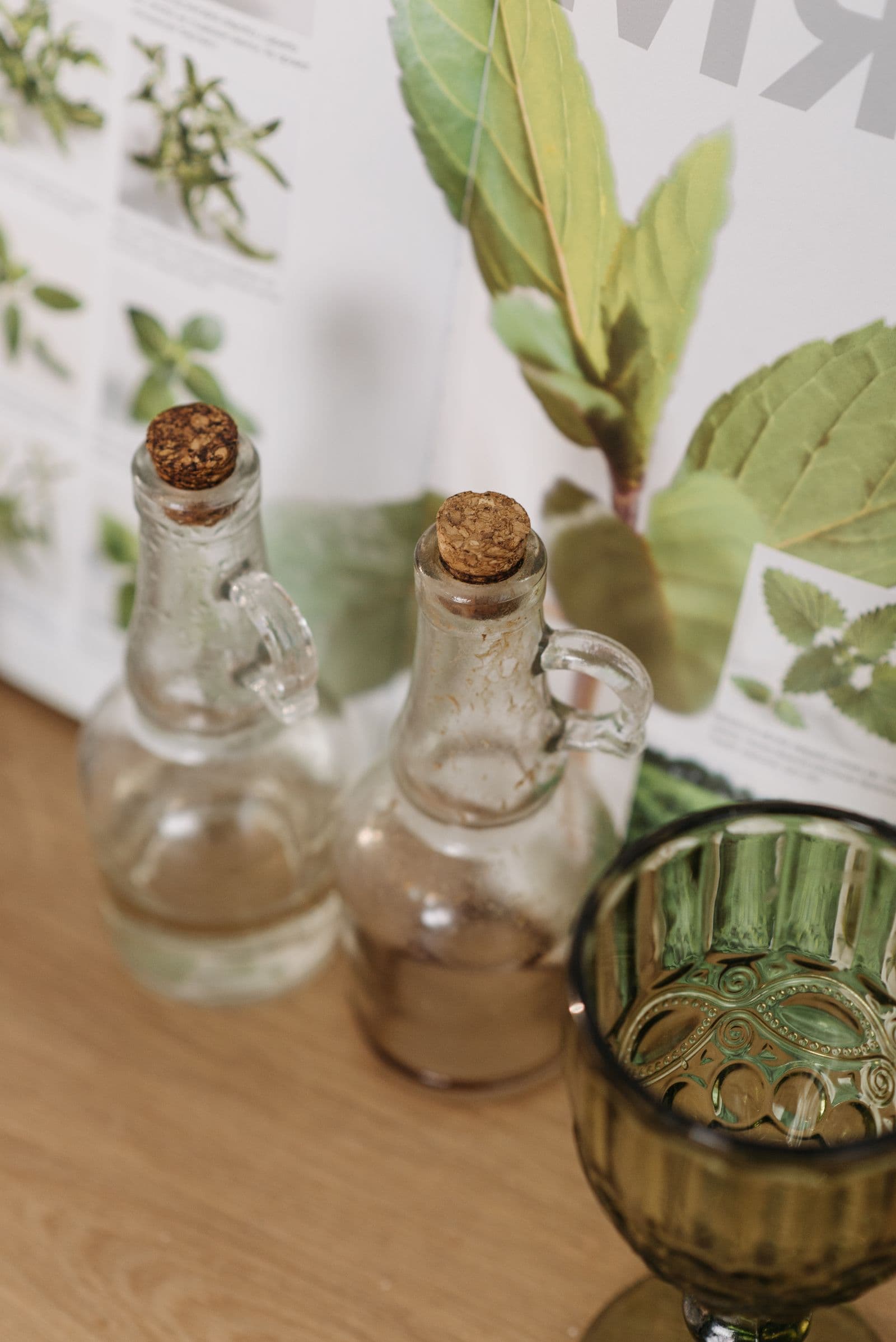 Botanical ingredients and apothecary bottles